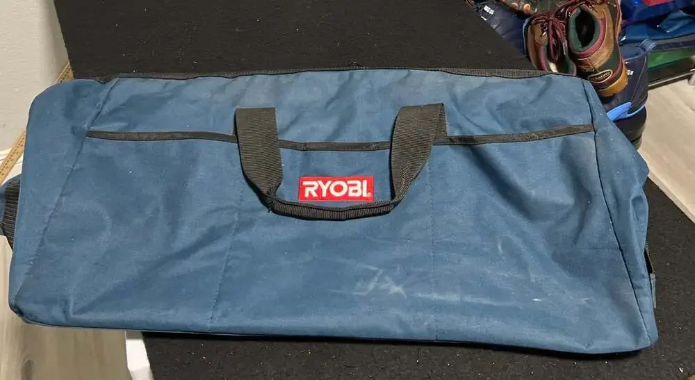 XL Ryobi Tool Bag 25”x12” Opens Wide Handle Zip Top Preowned Used Bottom Base